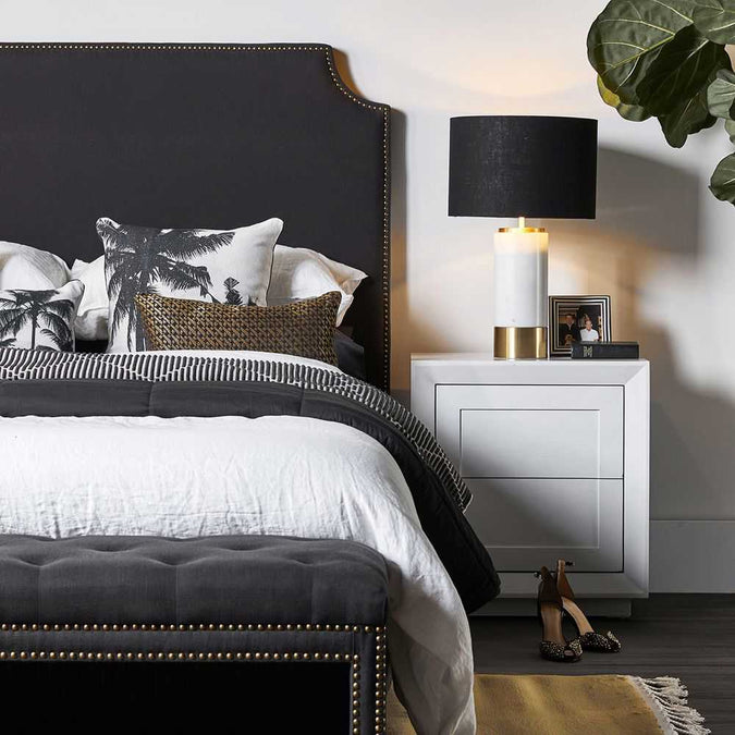 Balmain Tall Bedside Table - White - - Eleganté