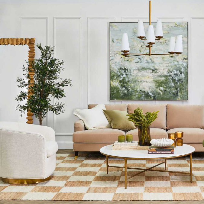 Aerin 3 Seater Sofa - Taupe Velvet - - Eleganté