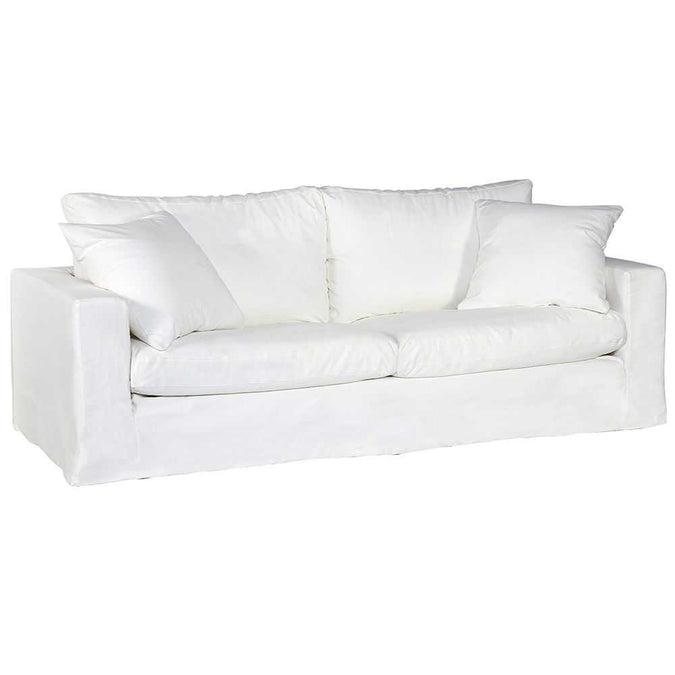 Bungalow 3 Seater Slip Cover Sofa - White Cotton - - Eleganté