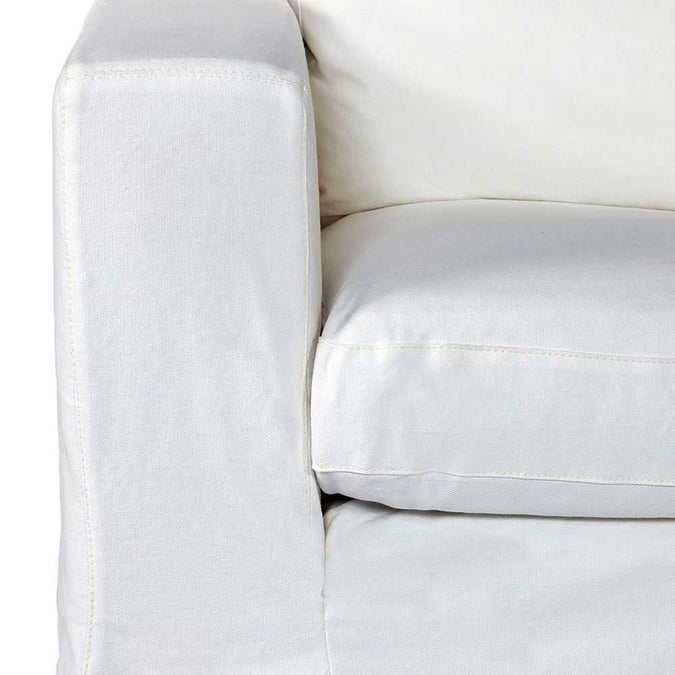 Bungalow 3 Seater Slip Cover Sofa - White Cotton - - Eleganté