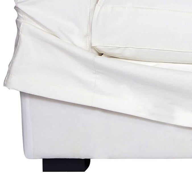 Bungalow 3 Seater Slip Cover Sofa - White Cotton - - Eleganté