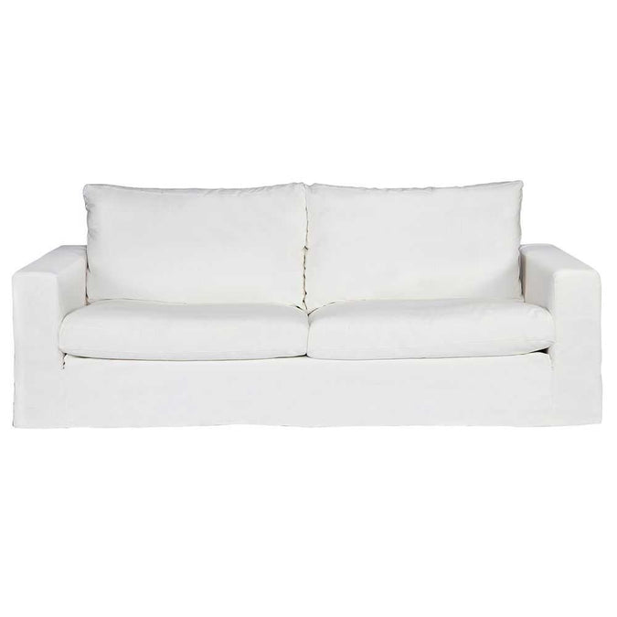 Bungalow 3 Seater Slip Cover Sofa - White Cotton - - Eleganté