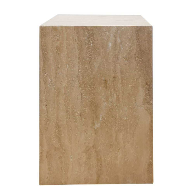 Hendrix Travertine Side Table - - Eleganté