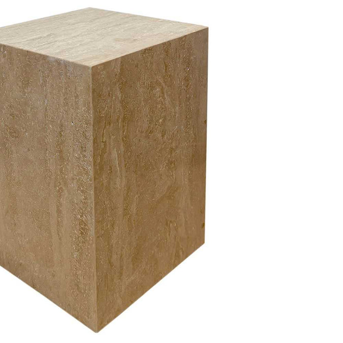 Hendrix Travertine Side Table - - Eleganté