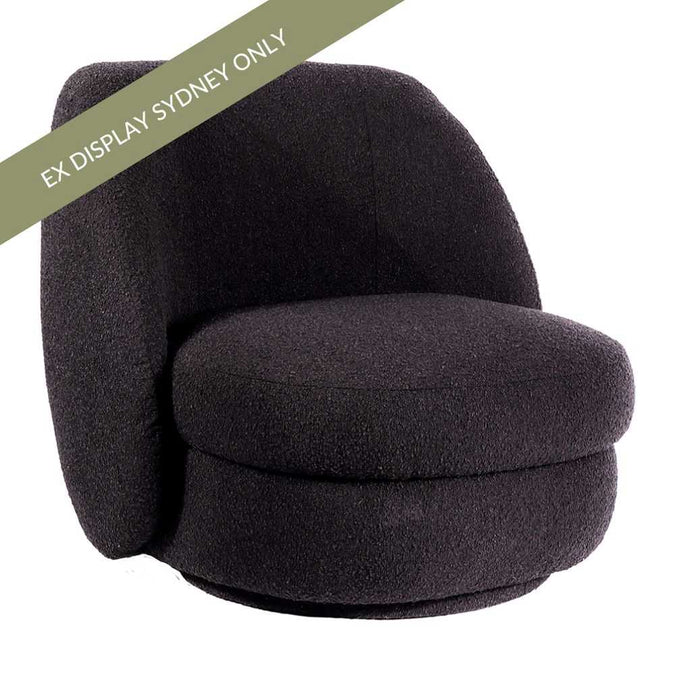 Aurora Swivel Chair - Black Onyx Boucle - OUTLET NSW