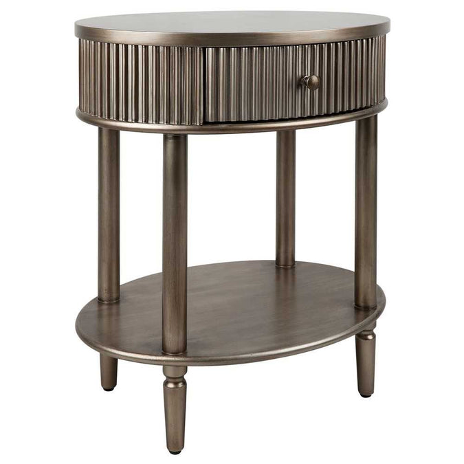 Arielle Oval Bedside Table - Antique Gold - - Eleganté