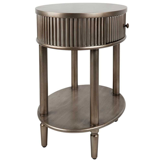 Arielle Oval Bedside Table - Antique Gold - - Eleganté