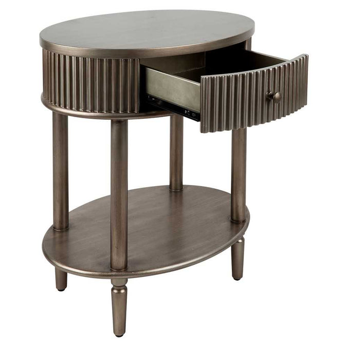 Arielle Oval Bedside Table - Antique Gold - - Eleganté