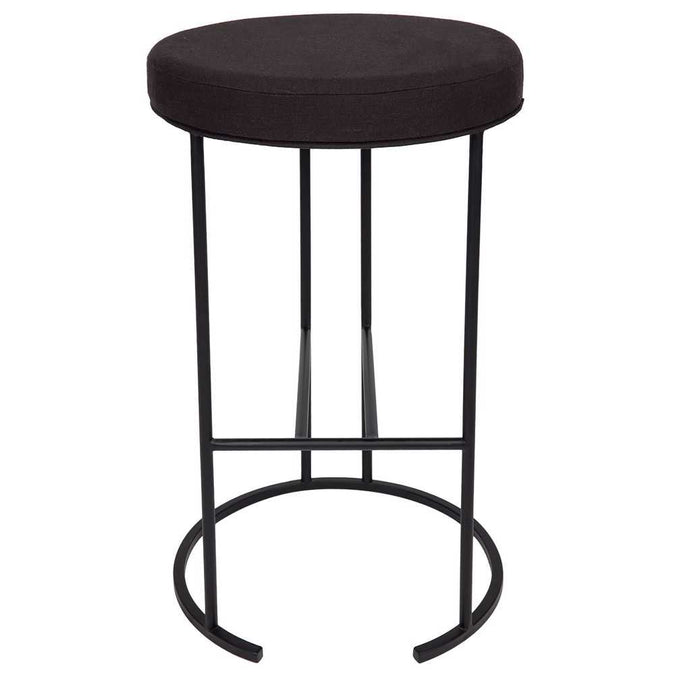 Blackley Black Iron Kitchen Stool - Black Linen