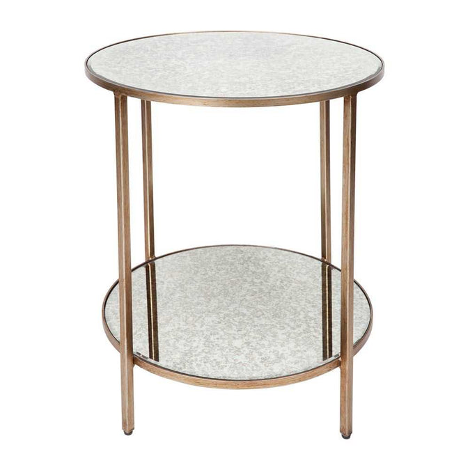 Cocktail Mirrored Side Table - Antique Gold