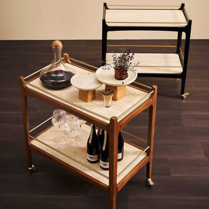 Ashley Travertine Bar Cart - Black