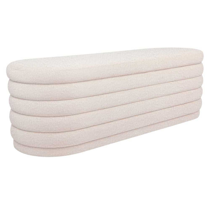 Demi Storage Bench Ottoman - White Boucle - - Eleganté
