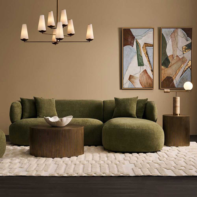 Greenwich 3 Seater Sofa w Right Chaise - Sage Chenille