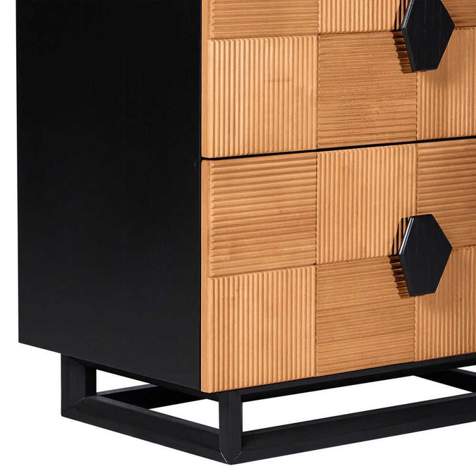 Alton Bedside Table - Large Natural and Black