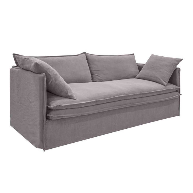 Palm Beach 3 Seater Slip Cover Sofa - Slate Grey Linen - - Eleganté