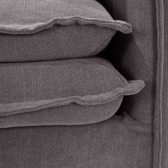 Palm Beach 3 Seater Slip Cover Sofa - Slate Grey Linen - - Eleganté