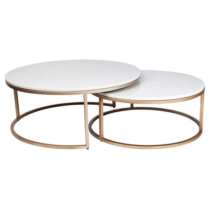 Chloe Stone Nesting Coffee Tables - Antique Gold - - Eleganté