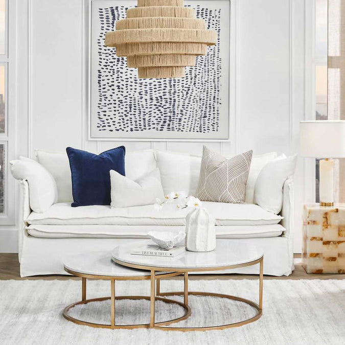 Chloe Stone Nesting Coffee Tables - Antique Gold - - Eleganté