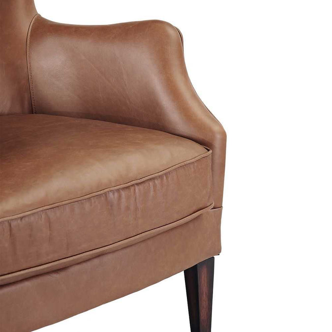 Marlon Arm Chair - Dark Brown Leather - - Eleganté