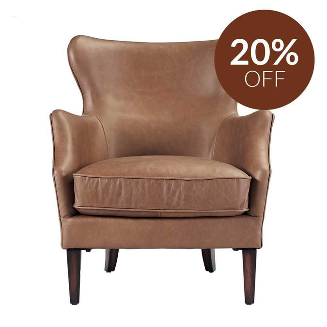 Marlon Arm Chair - Dark Brown Leather - - Eleganté