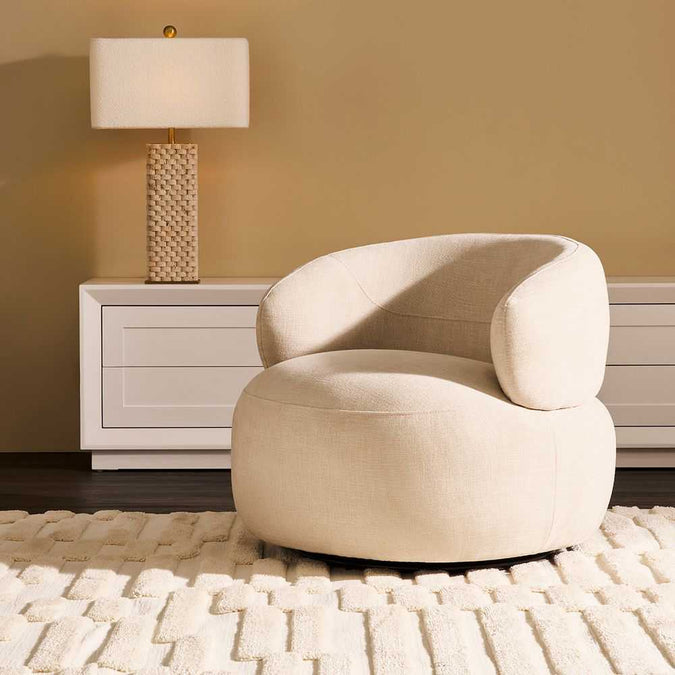 Greenwich Swivel Occasional Chair - Natural Chenille - - Eleganté