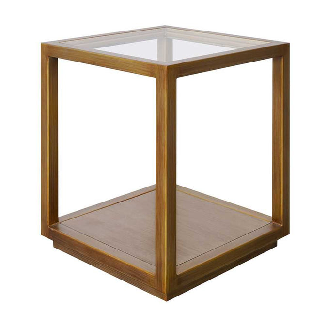 Sadie Square Side Table - Medium Antique Gold - - Eleganté
