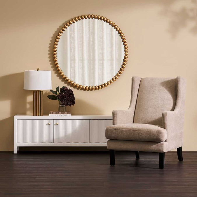 Gable Occasional Chair - Beige Chenille - - Eleganté