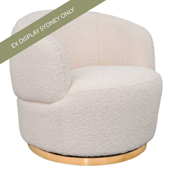 Tubby Swivel Arm Chair - Ivory Boucle - OUTLET NSW - - Eleganté