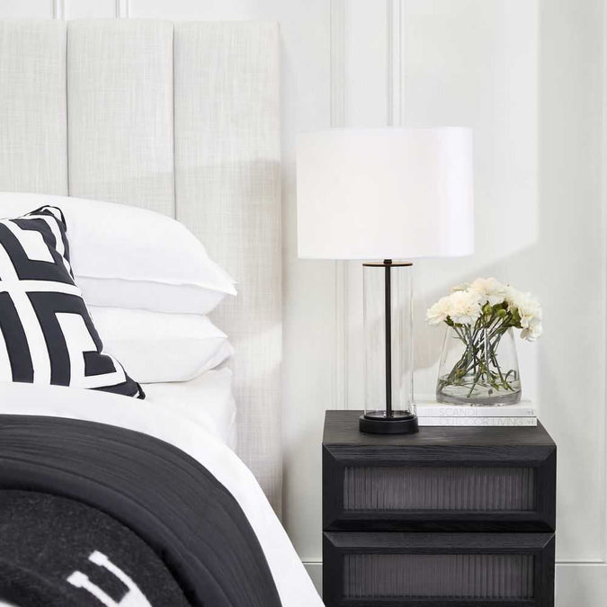 East Side Table Lamp - Black w White Shade - - Eleganté