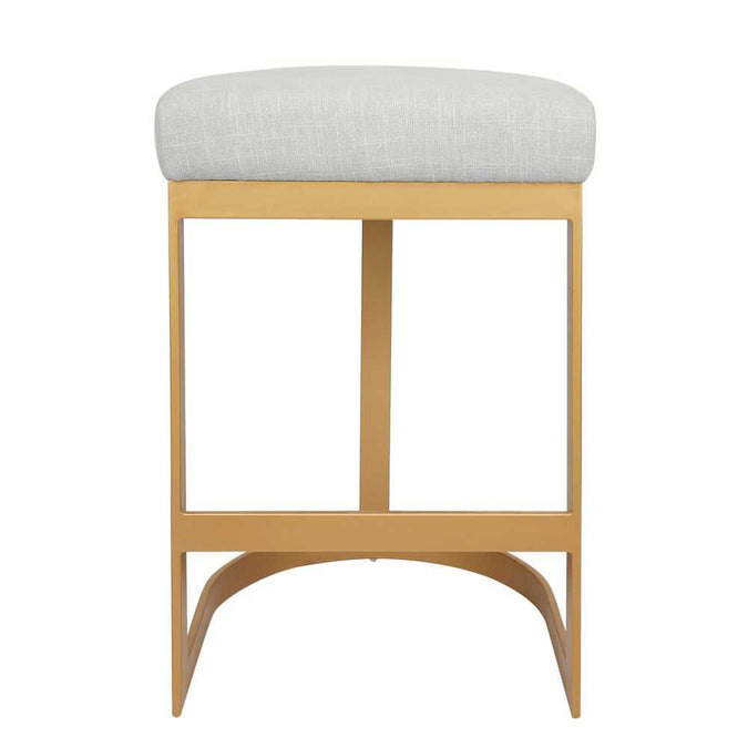 Brooke Brass Kitchen Stool - Natural Linen - - Eleganté