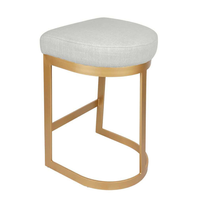 Brooke Brass Kitchen Stool - Natural Linen - - Eleganté
