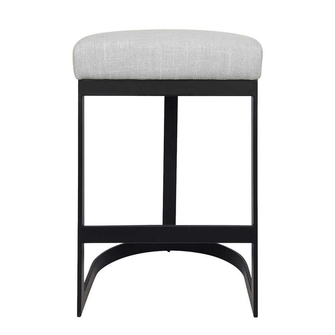 Brooke Black Kitchen Stool - Natural Linen - - Eleganté