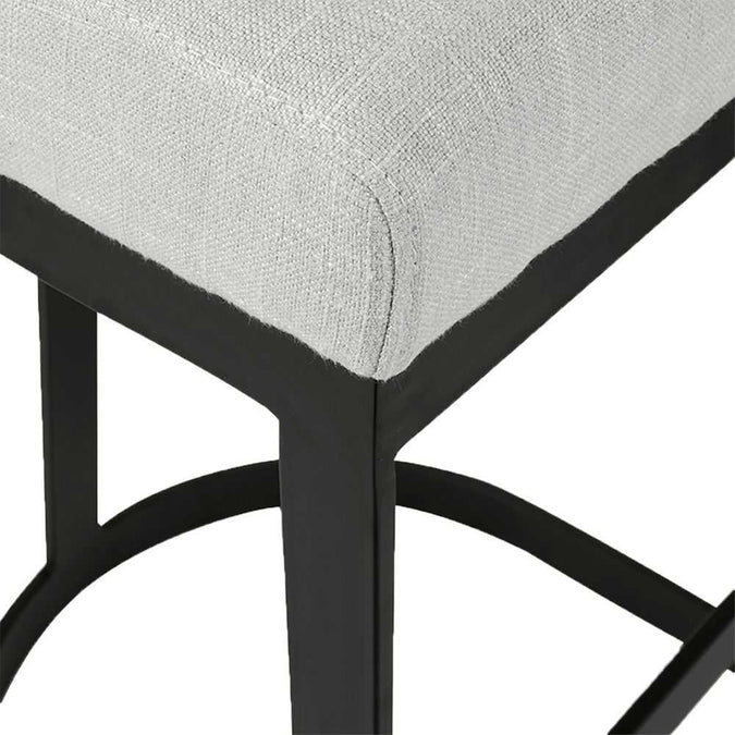 Brooke Black Kitchen Stool - Natural Linen - - Eleganté