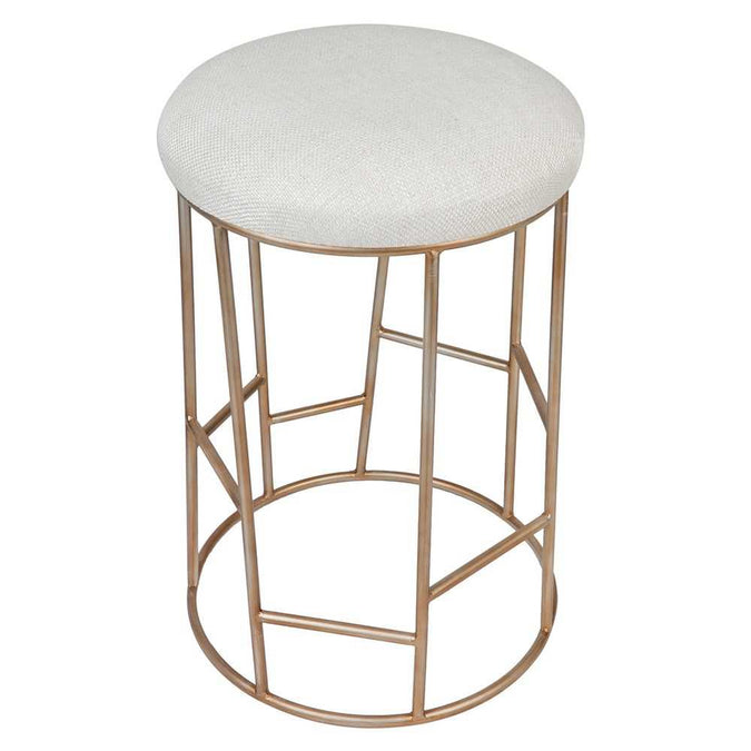 Aiden Gold Steel Kitchen Stool - Natural Linen - - Eleganté