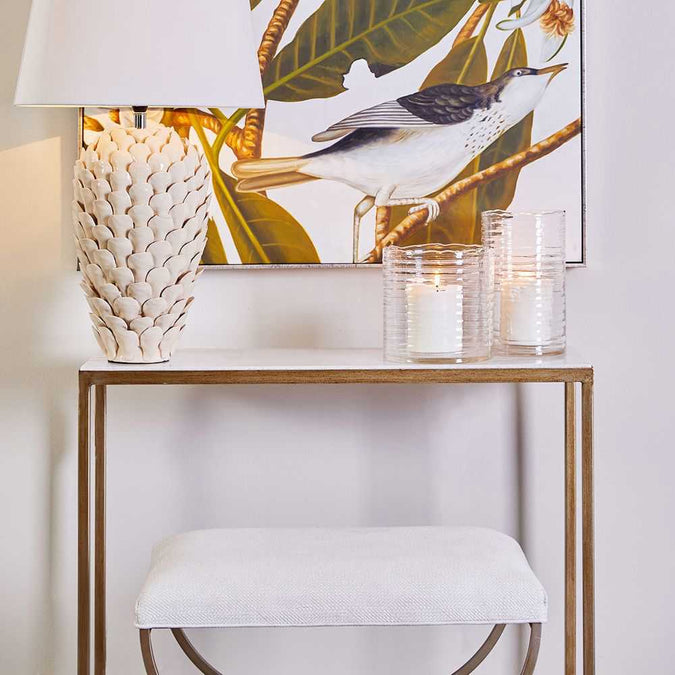 Chloe Stone Console Table - Small Antique Gold - - Eleganté