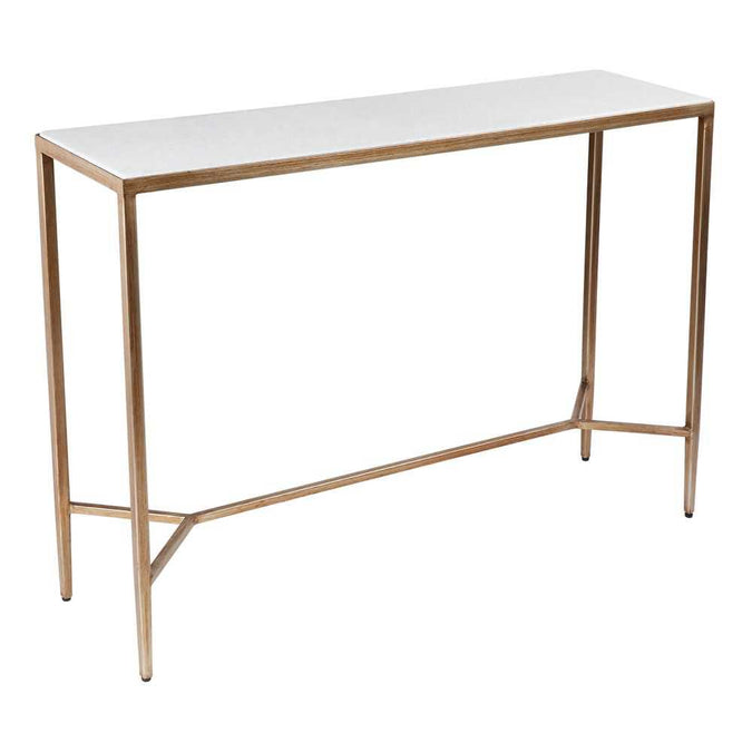Chloe Stone Console Table - Small Antique Gold - - Eleganté