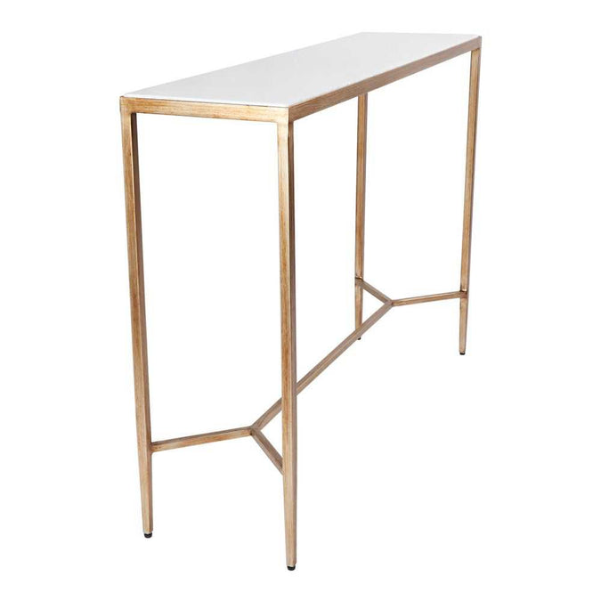 Chloe Stone Console Table - Small Antique Gold - - Eleganté