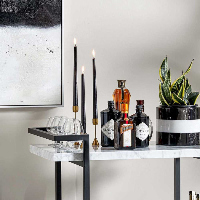 Franklin White Marble Bar Cart - Black - - Eleganté