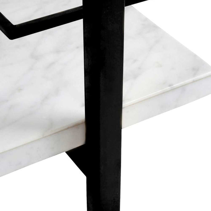 Franklin White Marble Bar Cart - Black - - Eleganté