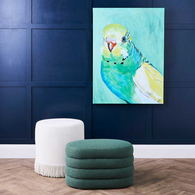 Green Budgie Enhanced Canvas Print