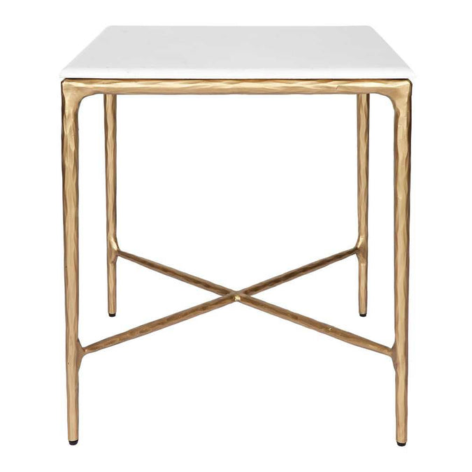Heston Marble Square Side Table - Brass