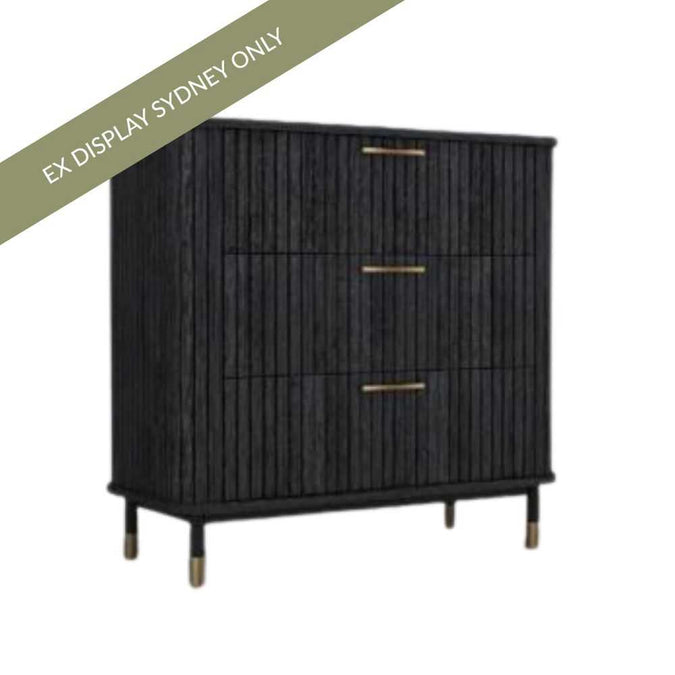 Sophia 3 Drawer Chest - Black - OUTLET NSW