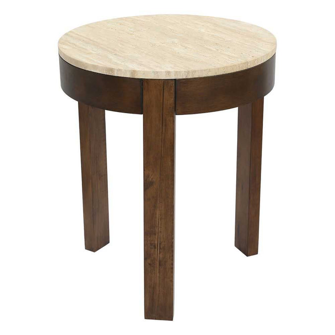 Oliver Travertine Side Table - Large Brown - - Eleganté