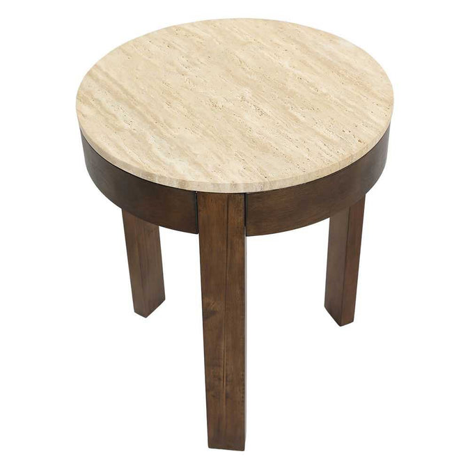 Oliver Travertine Side Table - Large Brown - - Eleganté