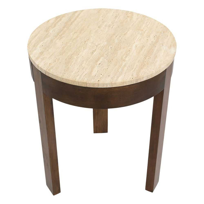 Oliver Travertine Side Table - Large Brown - - Eleganté