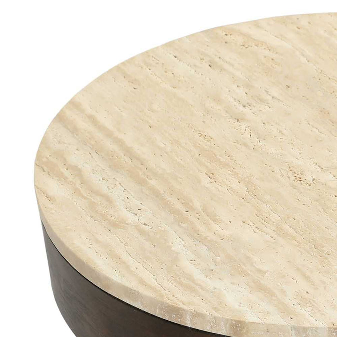 Oliver Travertine Side Table - Large Brown - - Eleganté
