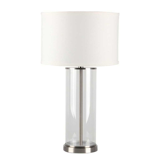 Left Bank Table Lamp - Nickel w White Shade - - Eleganté