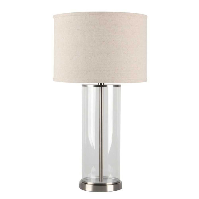 Left Bank Table Lamp - Nickel w Natural Shade - - Eleganté