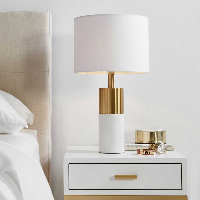 Lane Table Lamp - White - - Eleganté