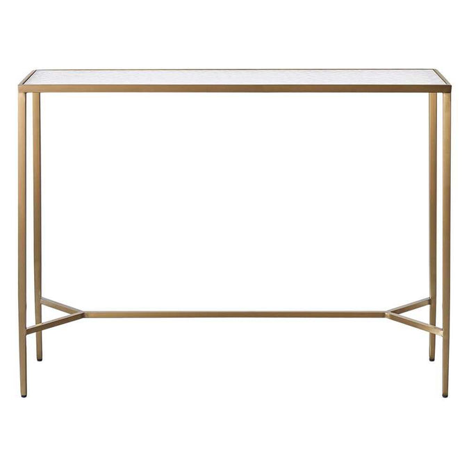 Chloe Rippled Glass Console Table - Large Gold